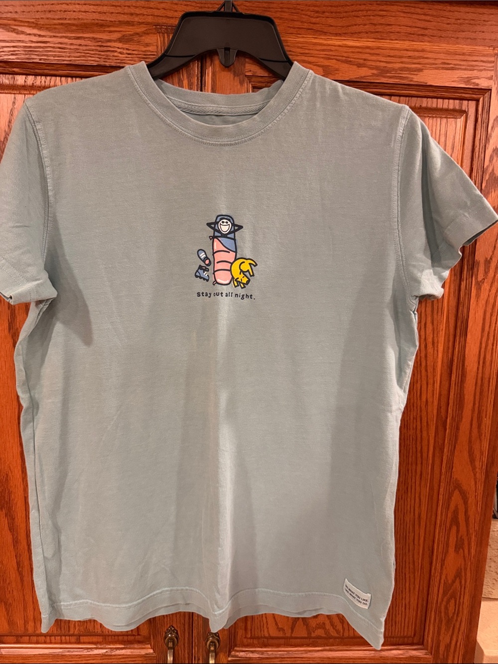 Life Is Good Seafoam Short Sleeve Graphic Tee with Small Character Design